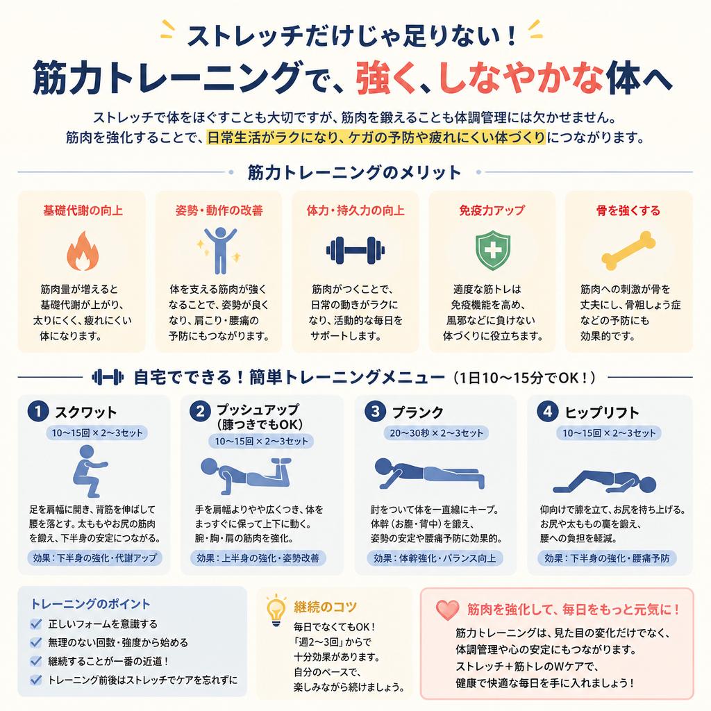 トレーニングで筋肉を強化しよう