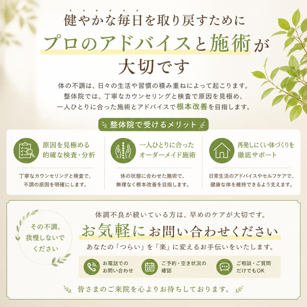 いざ、整体院へ相談してみよう！